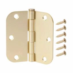 Everbilt 3-1/2 in. x 5/8 in. Radius Satin Brass Steel Butt Door Hinge, 24-Pack thumbnail 1