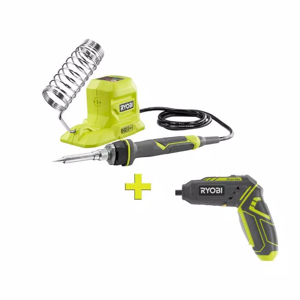 RYOBI 4V QuickTurn Cordless 1/4 in. Hex Screwdriver Kit & 18V ONE+ 40W Soldering Iron Combo