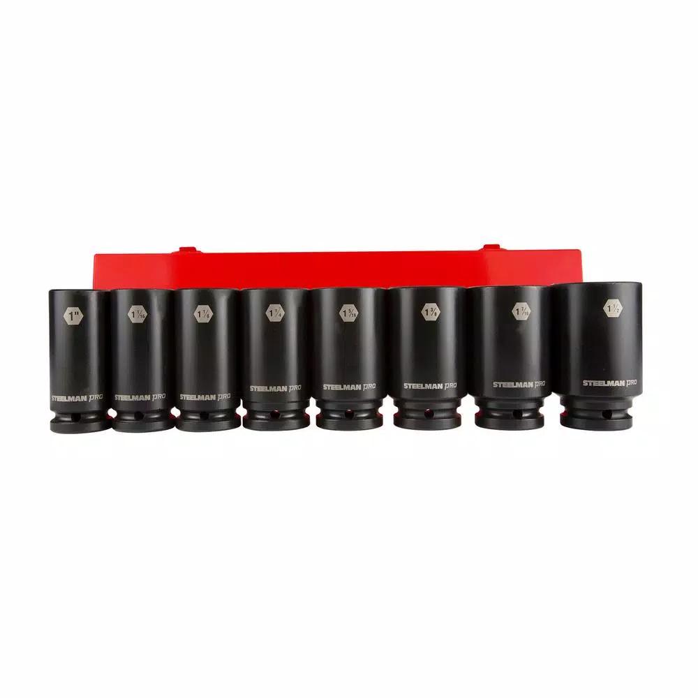 Steelman PRO 79264 3/4 in. Drive 6-Point SAE Deep Impact Socket Set, 8-Piece
