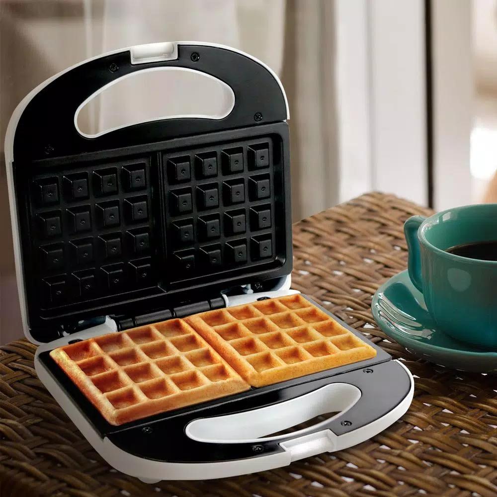Better Chef Belgian Waffle Maker, 2-Slice Non-Stick Countertop Waffle Iron, White