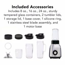 Tribest Glass Personal Blender, 42 oz. 4-Speed Chrome Electric Blender with Stainless Steel Blades thumbnail 5