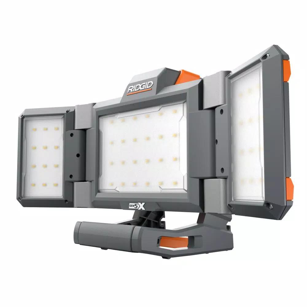 RIDGID 18V Cordless Hybrid Folding Panel Light with 1.5 Ah Lithium-Ion Battery, 2500 Lumens
