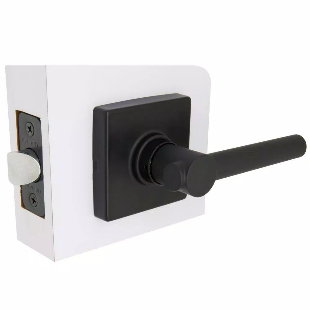 Defiant Highland Matte Black Passage Door Lever with Square Rose