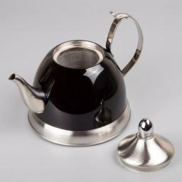 Creative Home Nobili-Tea 1.0 Qt. Stainless Steel Tea Kettle with Removable Infuser Basket, Filter Black thumbnail 3