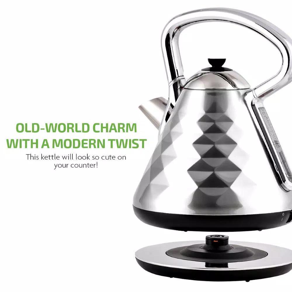 Ovente Cleo Collection 1.7L Electric Kettle, 1500W Stainless Steel Tea Kettle with Auto Shut-Off