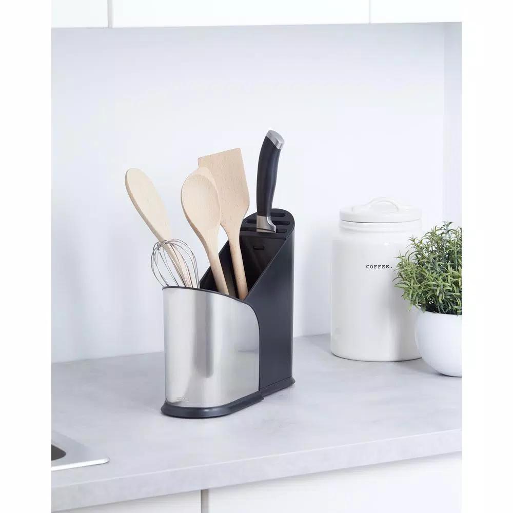 Umbra Furlo Expanding Utensil Holder and Knife Organizer, Black/Nickel