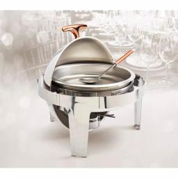 Unbranded Denmark Tools for Cooks 5-Piece 6.3 Qt Roll Top Stainless Steel Chafing Dish with Copper Accents thumbnail 3