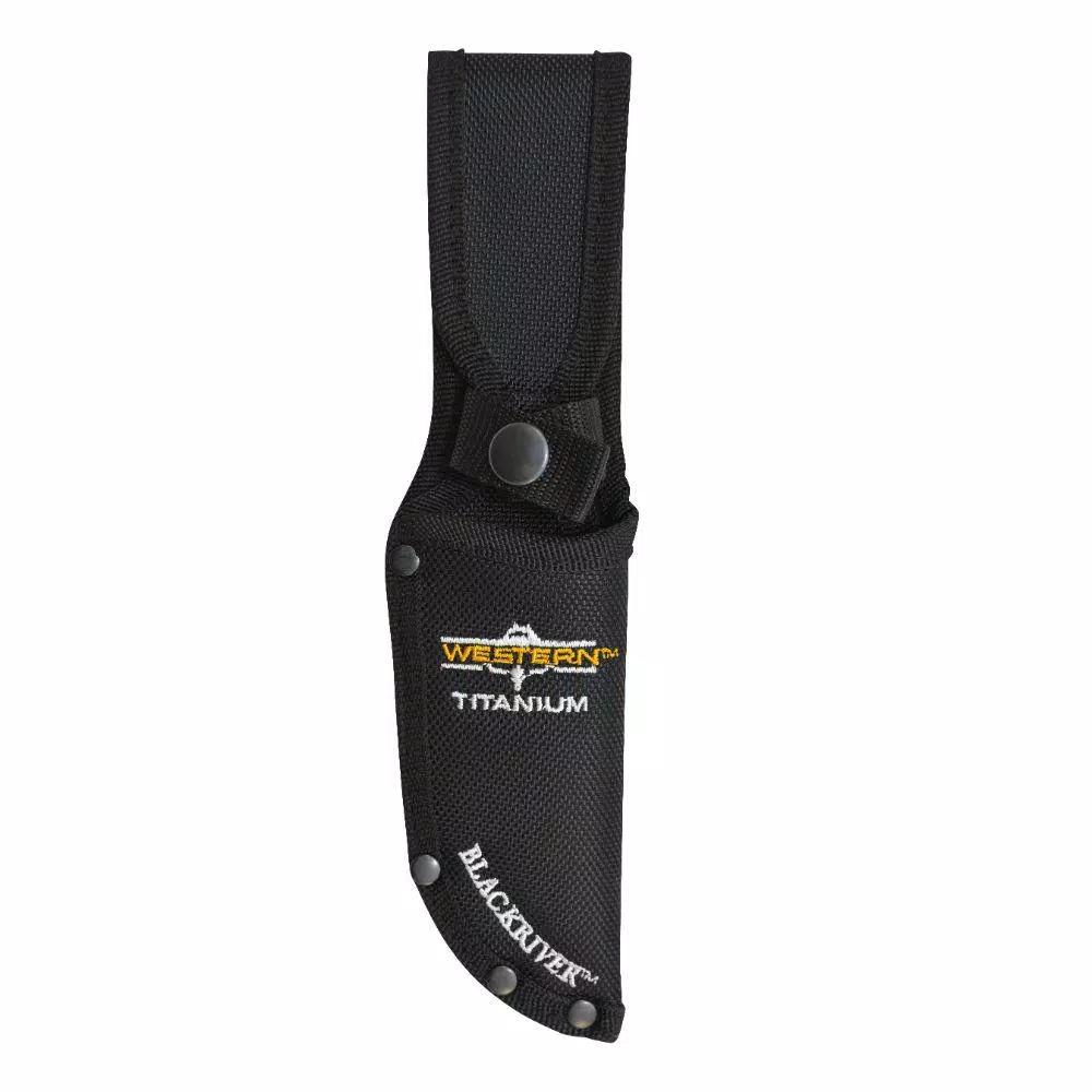 WESTERN BlackRiver 9 in. Titanium Bonded Fixed Blade Knife with 3.75 in. Drop Point Blade and Nylon Sheath