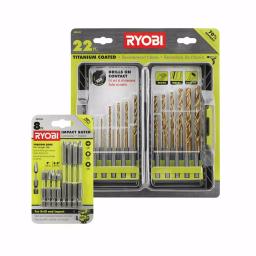 RYOBI 30-Piece Titanium Coated Drill Bit and Impact Rated Driving Bit Set thumbnail 1
