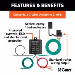 CURT 3-to-2-Wire Powered Taillight Converter, 4-Way Flat Output thumbnail 3