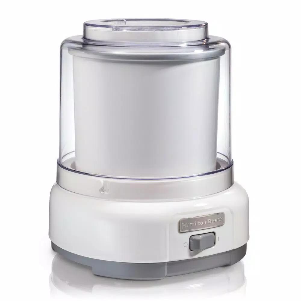 Hamilton Beach 1.5 Qt. Ice Cream Maker, White Countertop Frozen Dessert Machine