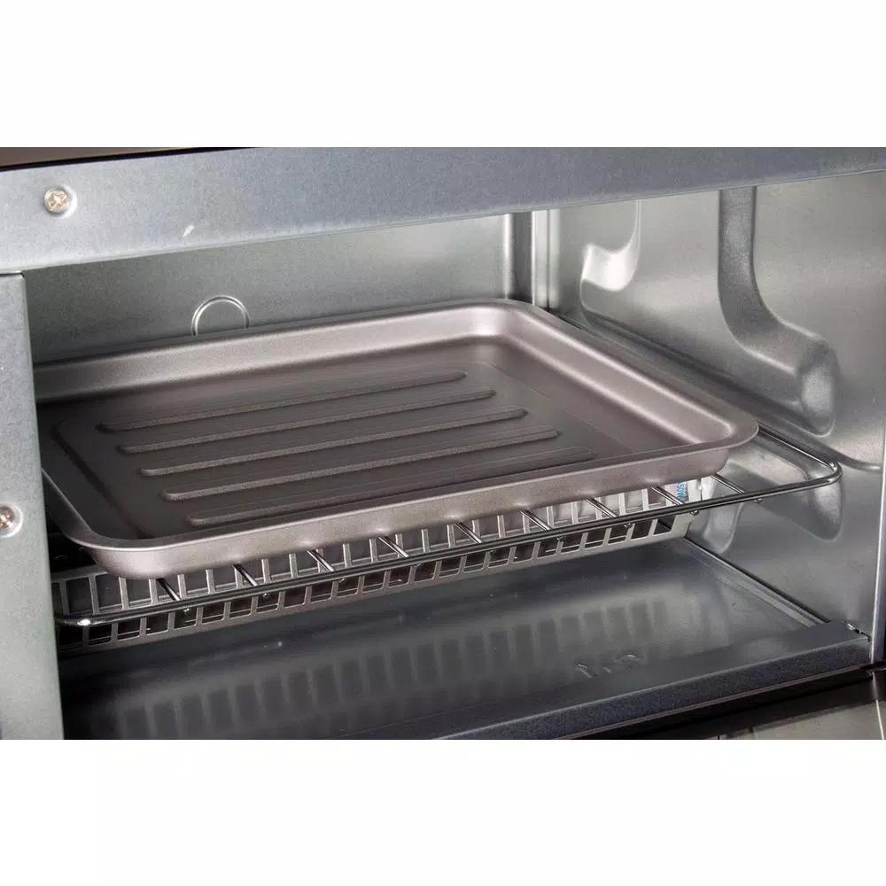 Total Chef 1000W 4-Slice Toaster Oven with Temperature Control and 30-Minute Timer, Black
