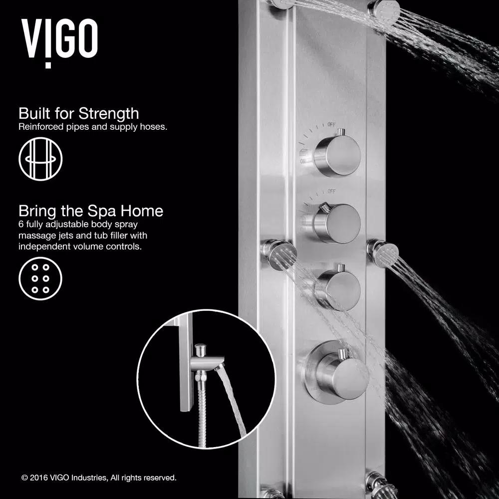 VIGO Mateo 59.5 in. Stainless Steel 6-Jet High Pressure Shower Panel System
