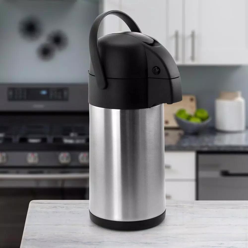MegaChef 3L Stainless Steel Airpot Hot Water Dispenser, Double Insulated Beverage Server