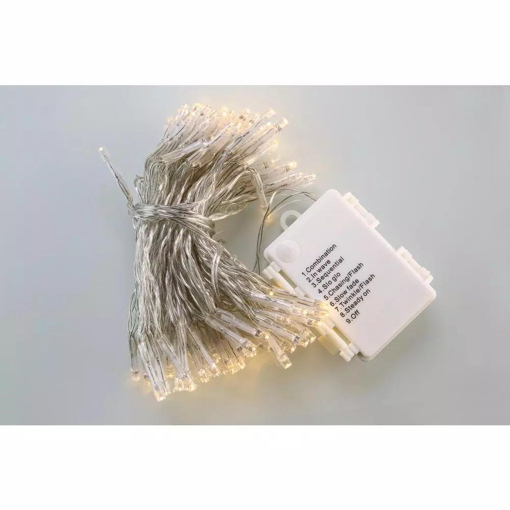 Novolink 34 ft. 100-Light LED Warm White Battery Operated Decorative String Lights with Timer