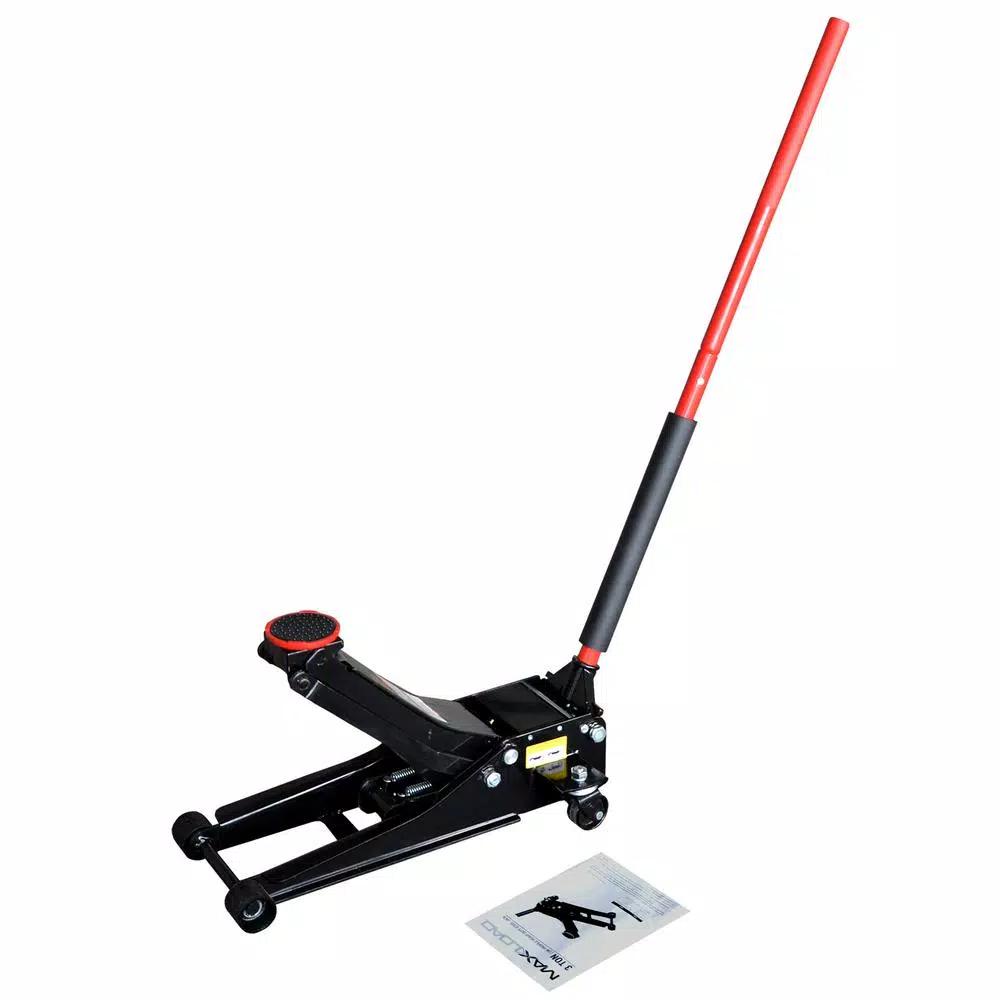 Max Load 3-Ton Low Profile Hydraulic Floor Jack with Quick Pump and Wide Steel Casters