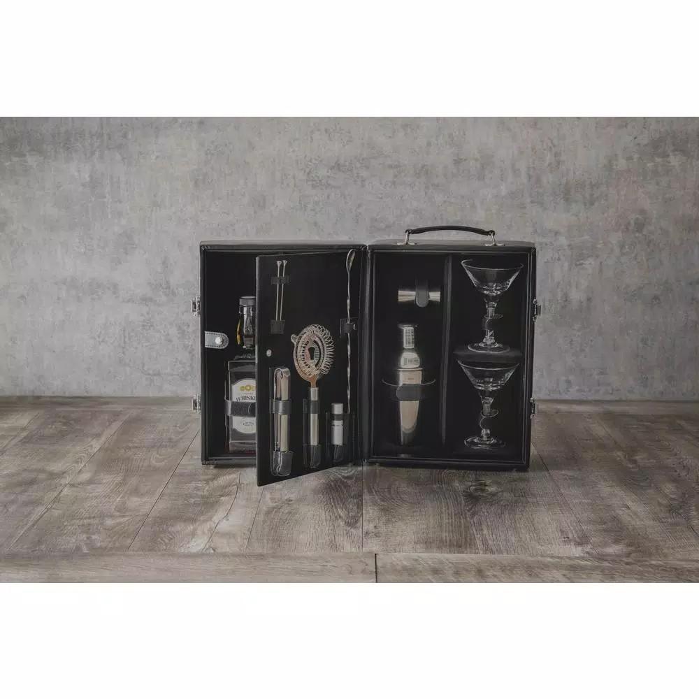 Picnic Time Manhattan Portable Cocktail Set with Leatherette Case and Martini Glasses