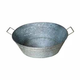 Benjara 1.1 Gal. Oval Galvanized Steel Embossed Tub with Side Handles, Silver thumbnail 5