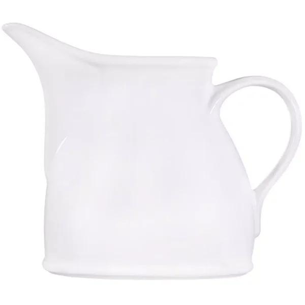 Home Essentials 16 oz. Pure White Ceramic Flat Pitcher with Rustic Glazed Finish