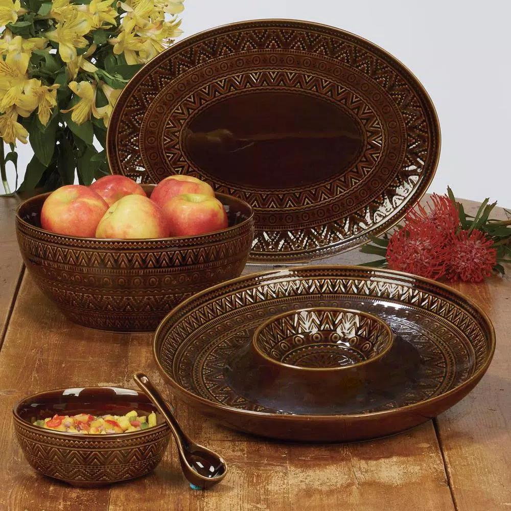 Certified International Aztec 88 oz. Stoneware Bean Pot with Lid