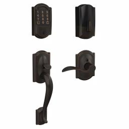 Schlage Encode Smart WiFi Door Lock with Alarm and Accent Lever Handleset, Aged Bronze thumbnail 1