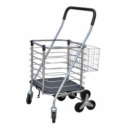 Milwaukee Silver Steel Easy Climb 3-Wheel Shopping Cart with Accessory Basket, 75 lb Capacity thumbnail 1