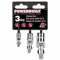 Powerbuilt 3-Piece Universal Joint Set, 1/4 in., 3/8 in., and 1/2 in. Drive thumbnail 2