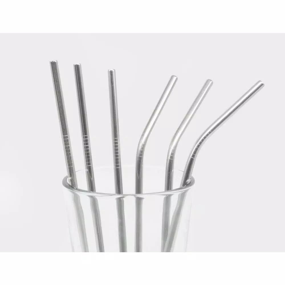 ExcelSteel 14-Piece Stainless Steel Reusable Straw Set with Cleaning Brushes