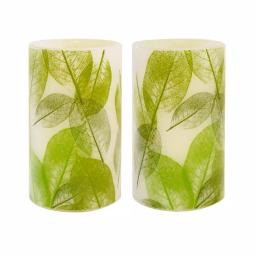 LUMABASE Lace Leaf Battery Operated Wax LED Candles - Set of 2 thumbnail 1