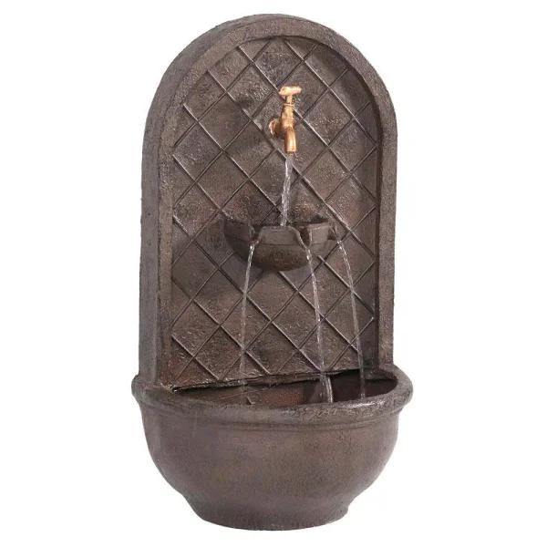 Sunnydaze Decor Messina Solar Powered Outdoor Wall Fountain, Iron Finish Resin Water Feature