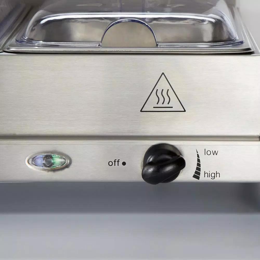 Proctor Silex 6.6 Qt. Stainless Steel Buffet Server and Warming Tray with 3 Removable Pans
