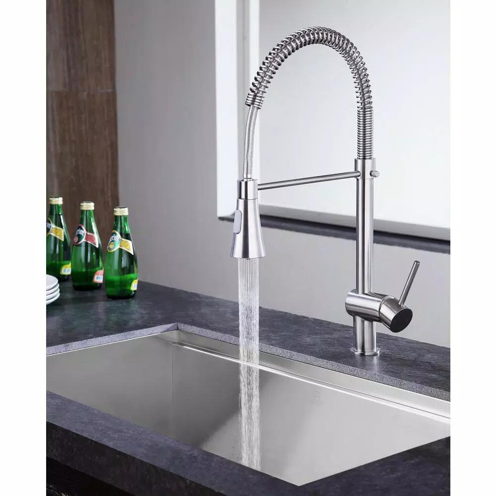 ANZZI Carriage Single Handle Kitchen Faucet, Brushed Nickel, Modern Deck Mount