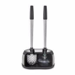 Polder Dual Bath Caddy Toilet Brush and Plunger Set with Stainless Steel Handles - Black thumbnail 3