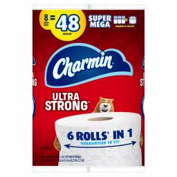 Charmin Ultra Strong Toilet Paper, 8 Super Mega Rolls, 2-Ply White thumbnail 1
