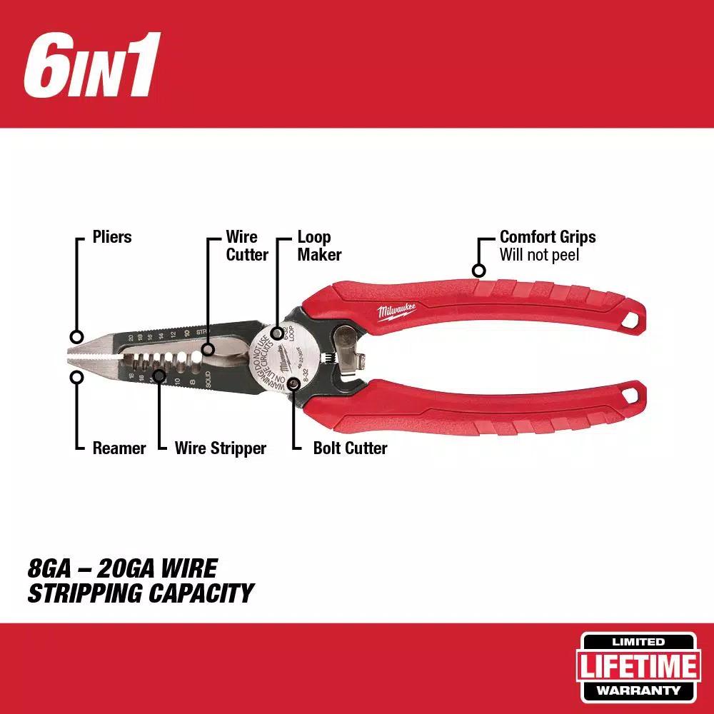 Milwaukee 6-in-1 Electrician Combination Pliers and FASTBACK Utility Knife 2-Pack Set
