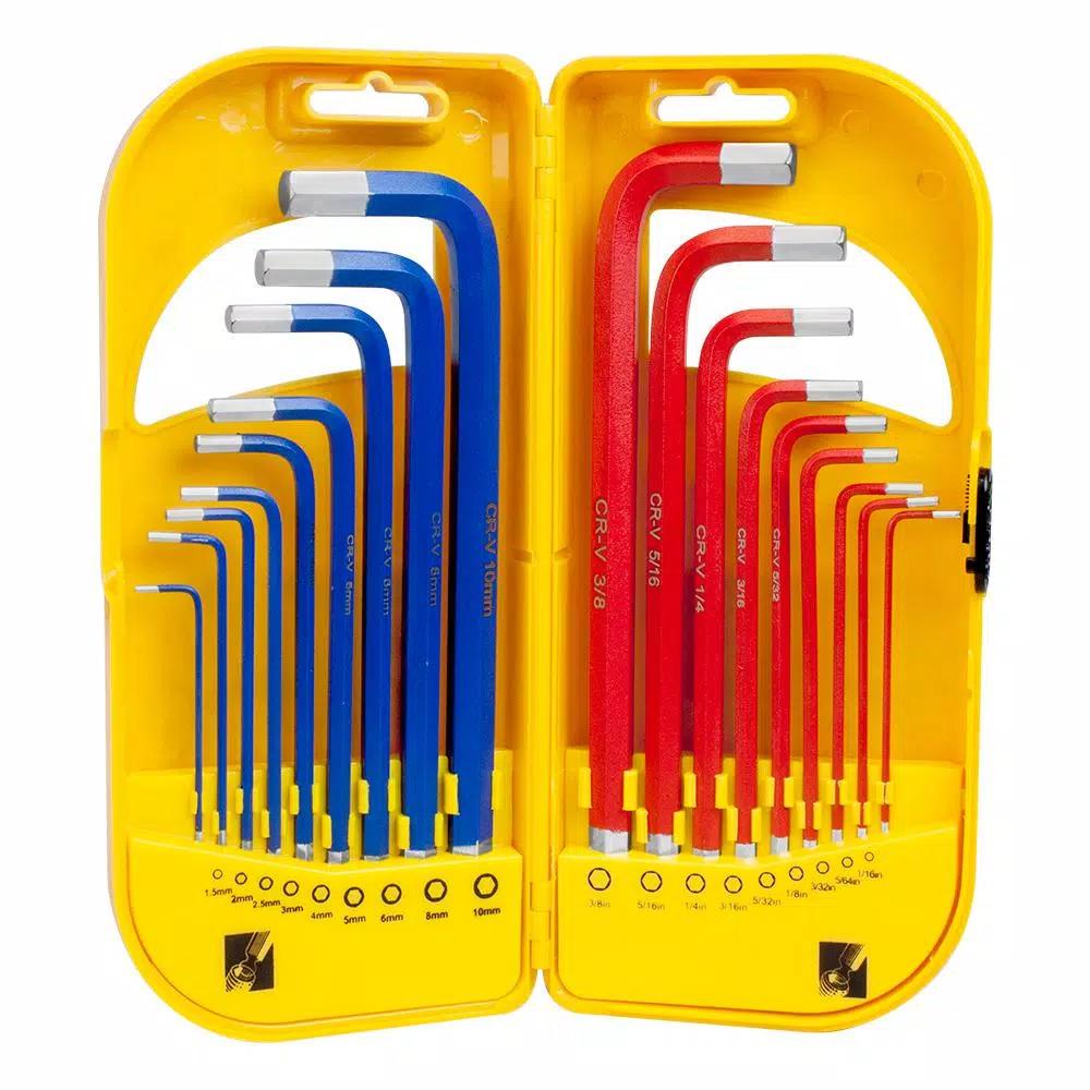 Freeman 18-Piece Metric and SAE Long Arm Hex Wrench Set with Storage Case