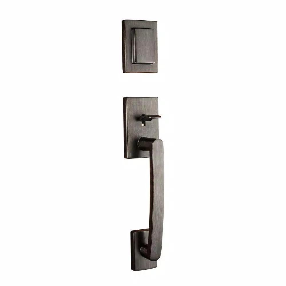 Baldwin Prestige Spyglass Single Cylinder Venetian Bronze Door Handleset with Square Lever