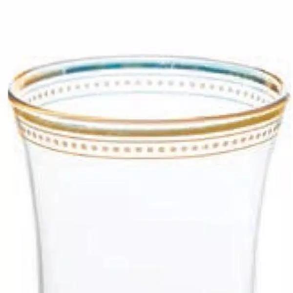 Abigails 12 oz. Clear Glass Tumbler Set with Gold Trim and White Dots, Set of 4