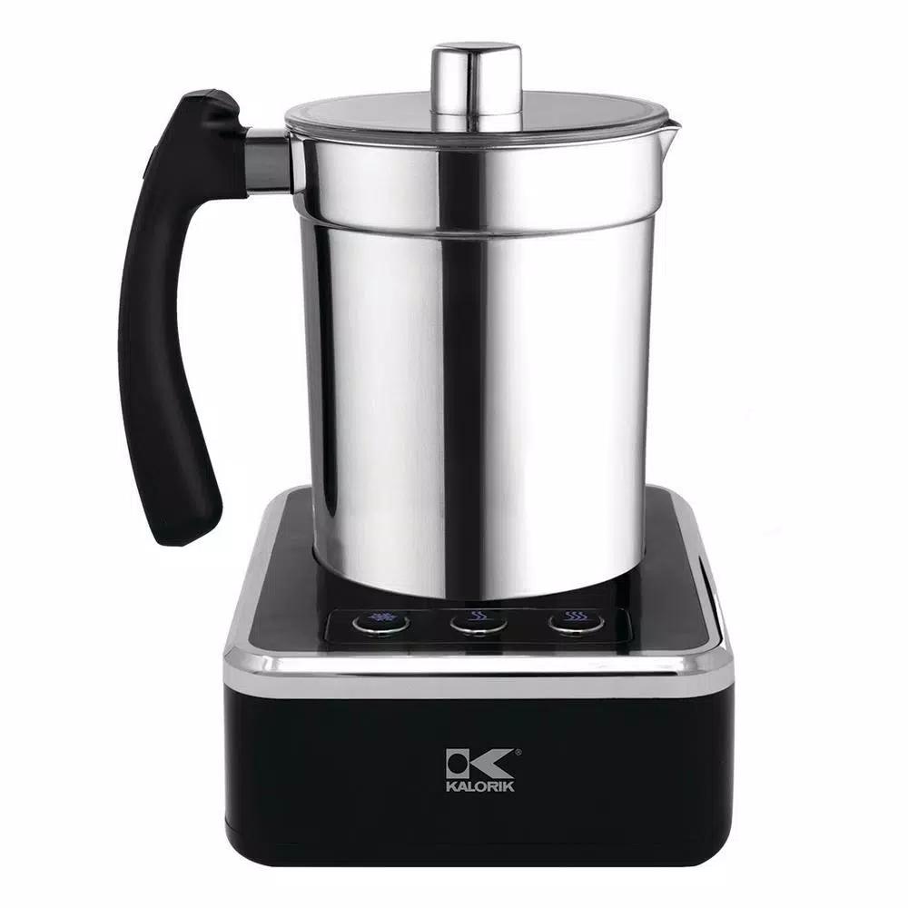 Kalorik Black and Stainless Steel Electric Milk Frother, 13.5 oz Capacity