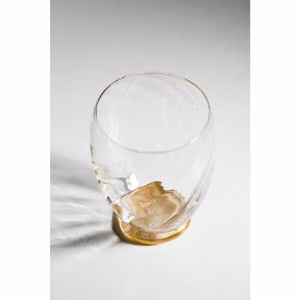 Abigails Elisa Stemless Water Glass Set, Clear with Gold Infused Base, Set of 4