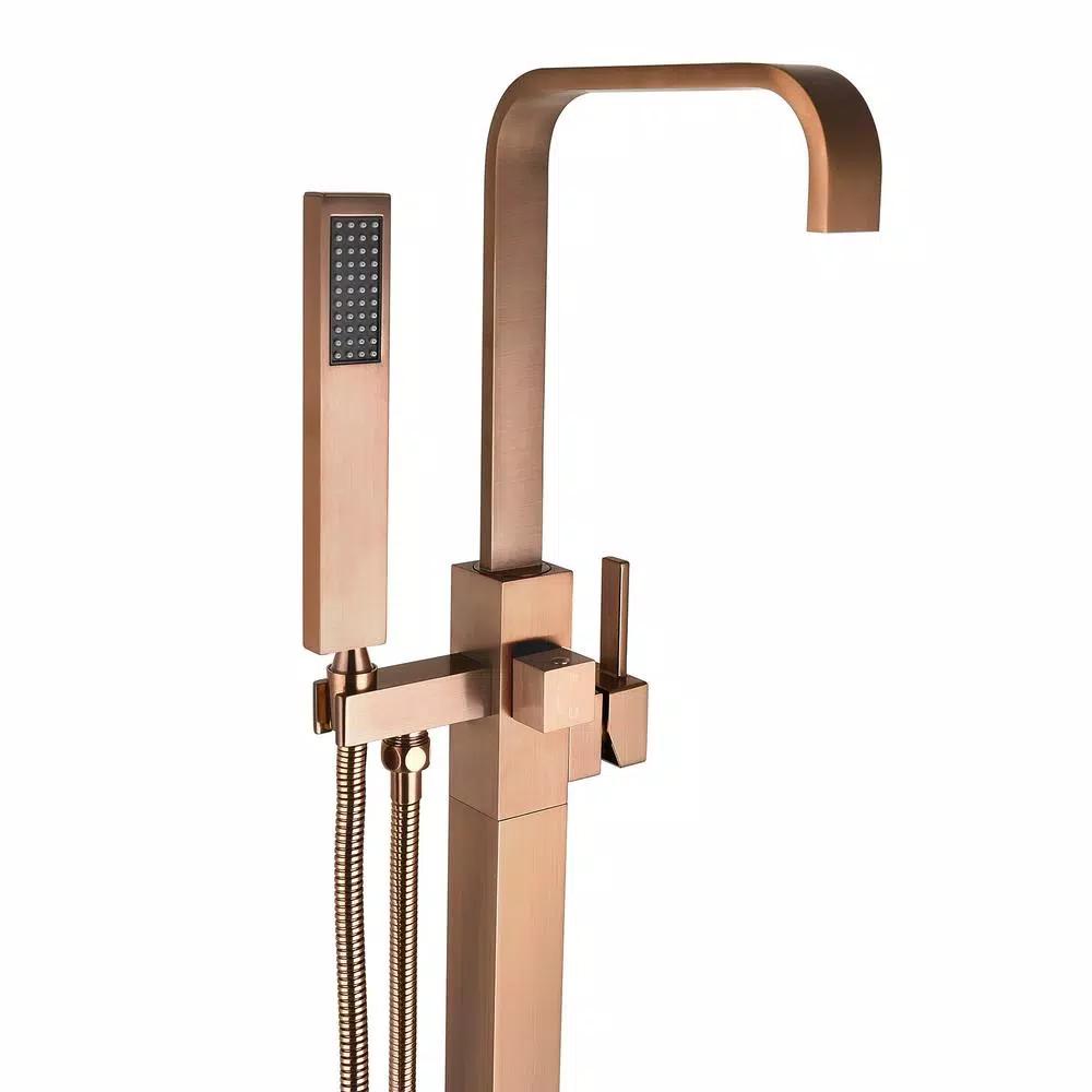 AKDY Freestanding Floor Mount Roman Tub Faucet with Hand Shower, Antique Bronze