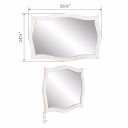Pinnacle White Scallop Framed Wall Mirror - Distressed Whitewash Solid Wood - 36.75 in. W x 24.25 in. H thumbnail 3