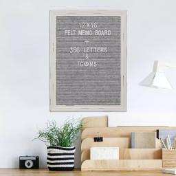 Stonebriar Collection Stonebriar Gray Felt Memo Board with White Wash Wooden Frame and 356 Letter Kit thumbnail 5