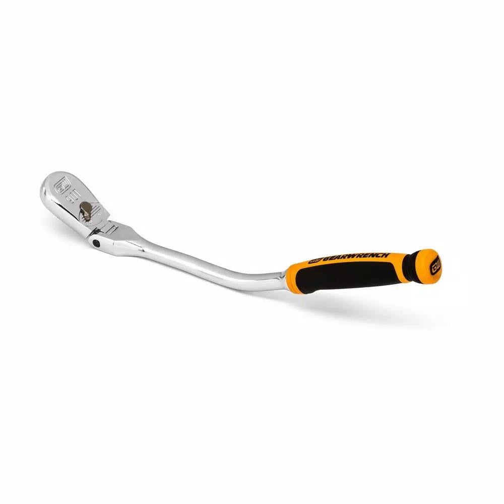 GEARWRENCH 3/8 in. Drive 90-Tooth Offset Flex Head Teardrop Ratchet, 12.25 in.