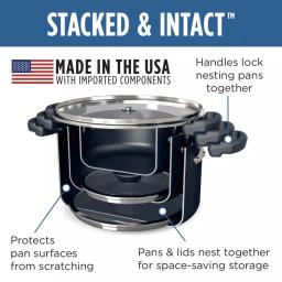 Farberware Neat Nest 6-Quart Aluminum Nonstick Saucepot with Glass Lid, Black thumbnail 6