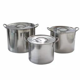 AmeriHome 3-Piece Stainless Steel Stock Pot Set with Lids, 8 qt, 12 qt, and 16 qt thumbnail 1