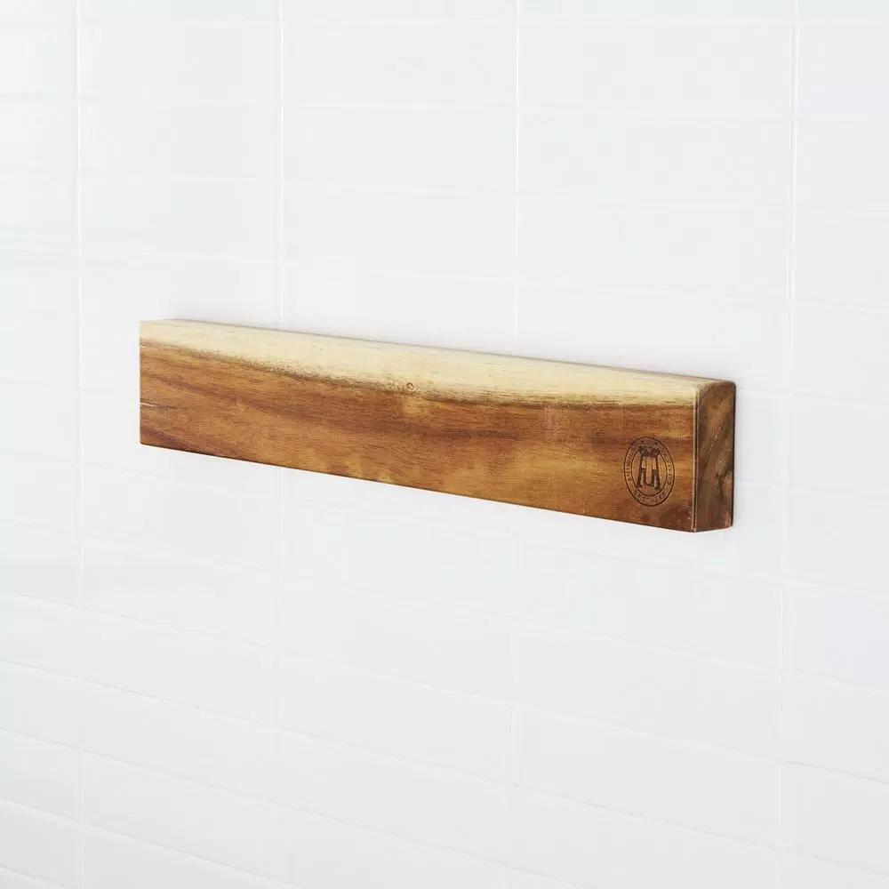 SCHMIDT BROS. Acacia Wood 18 in. Magnetic Knife Bar Wall Mount Storage