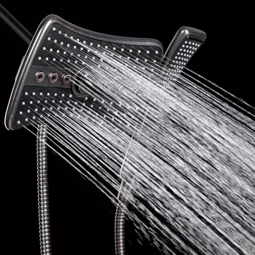 AKDY 9 in. Dual Shower Head and Handheld Wand Combo, 4 Spray Modes, Antique Bronze
