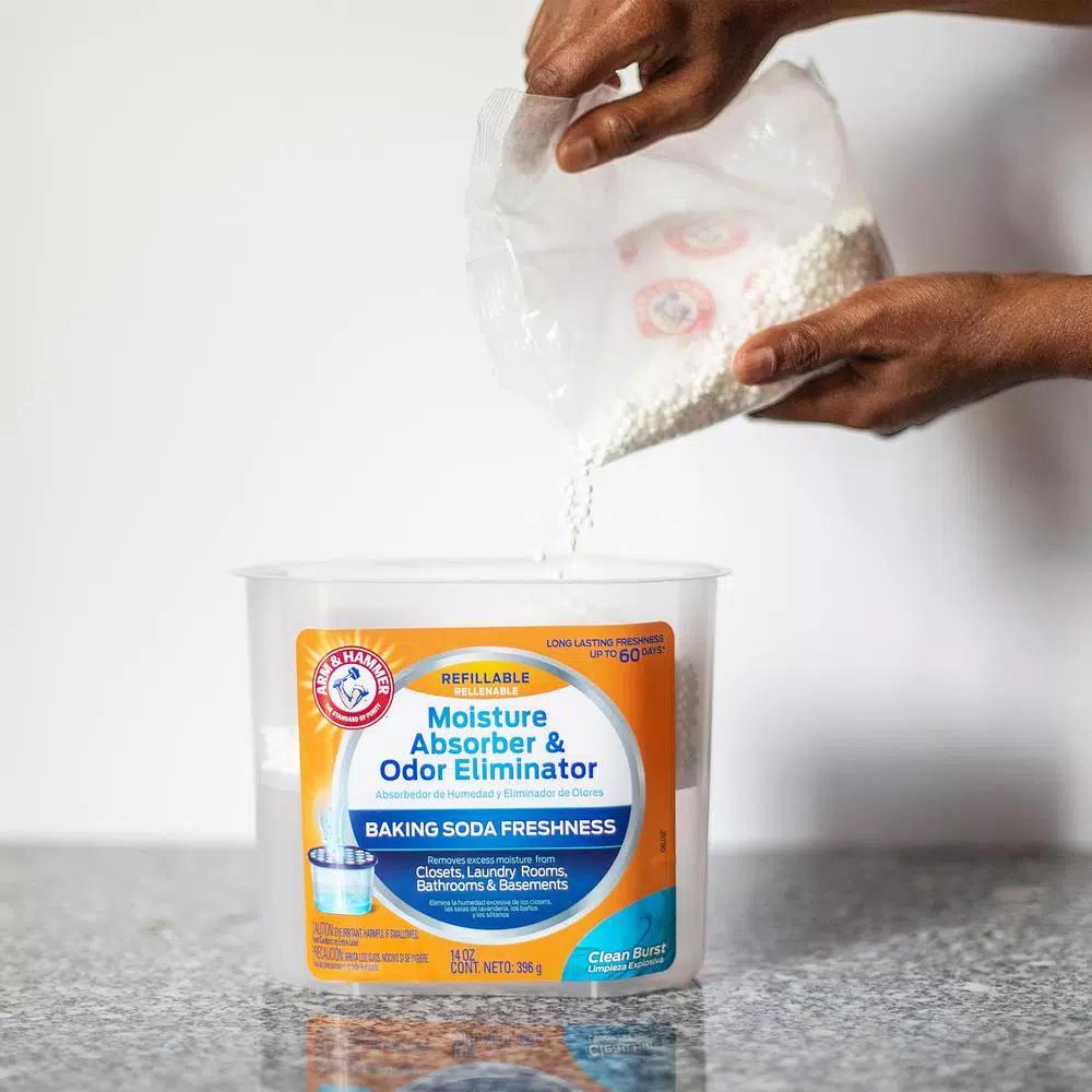 Arm & Hammer Moisture Absorber and Odor Eliminator Refills, Clean Burst Scent, 14 oz. (2-Pack)