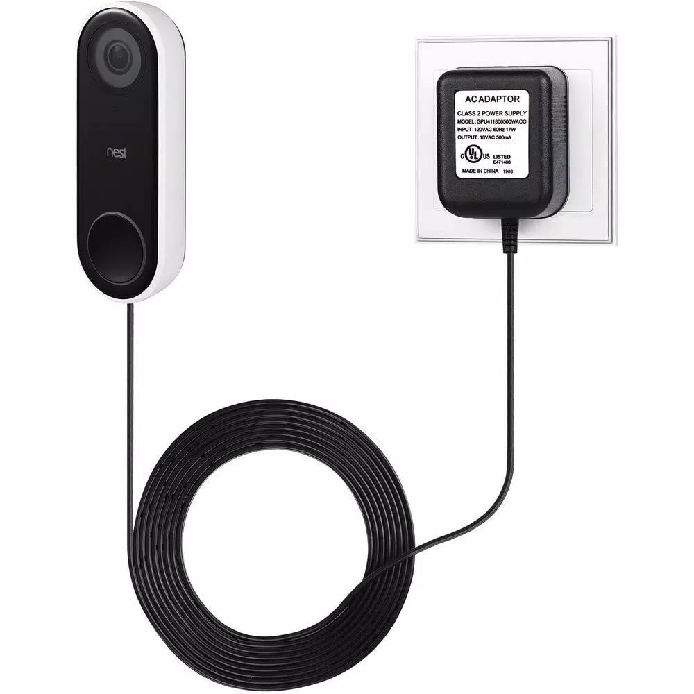Wasserstein 8.2 ft. Power Supply Adapter for Google Nest Hello, Eufy, and Arlo Video Doorbells